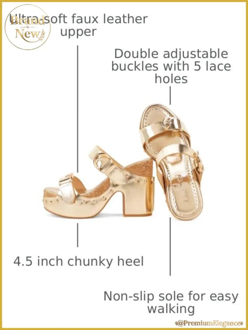 Platform Heels Womens Chunky Block Heeled Sandals Faux Leather